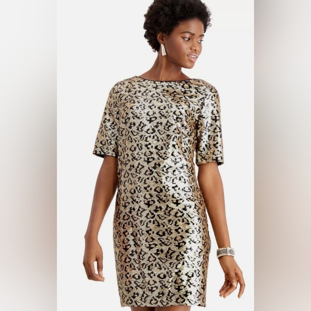 Betsey Johnson Size 14 Leopard sequined dress